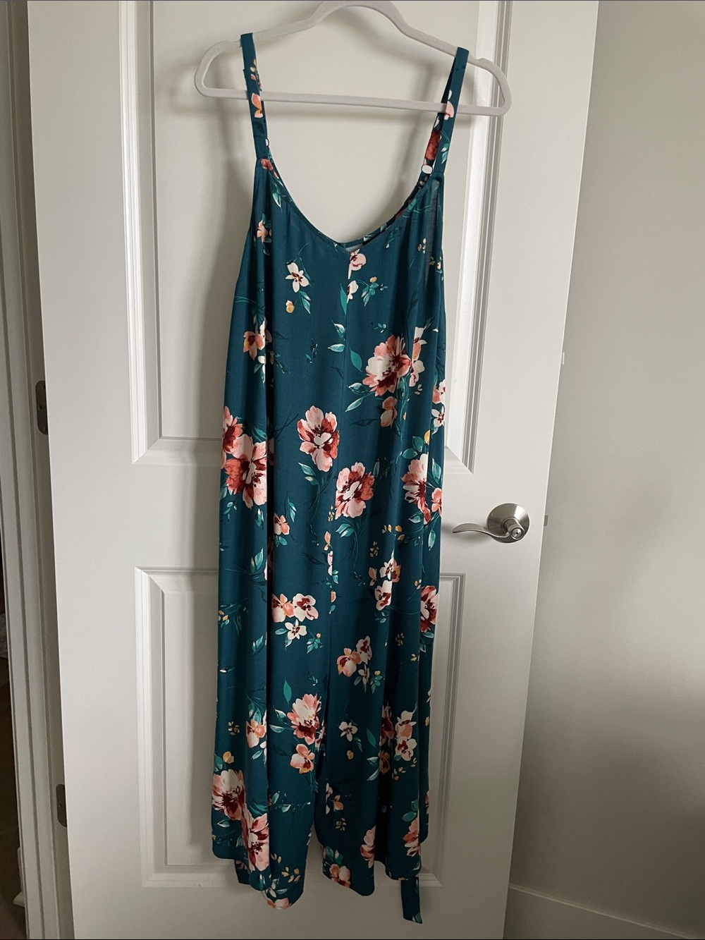 TORRID Plus Teal Floral Romper with pockets
